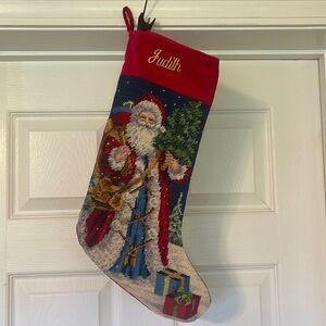 Vintage Cross Stitch Christmas Stocking by Lillian Vernon